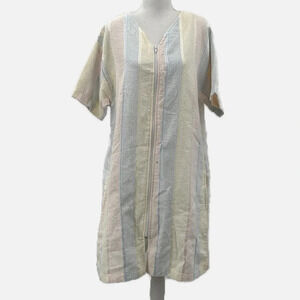 T. J. Lawford Vintage Pastel Striped Zip Front Robe -  NEW - Size Small